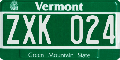 VT license plate ZXK024