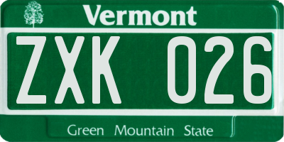 VT license plate ZXK026