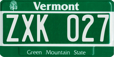 VT license plate ZXK027