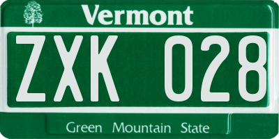 VT license plate ZXK028