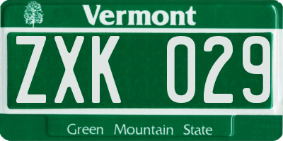 VT license plate ZXK029
