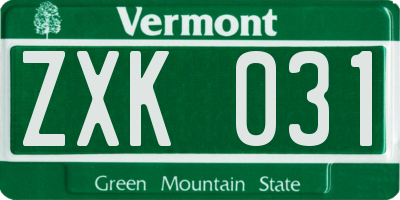 VT license plate ZXK031