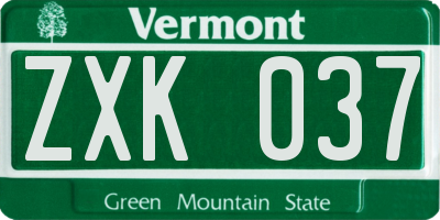 VT license plate ZXK037