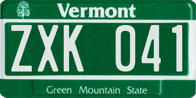 VT license plate ZXK041