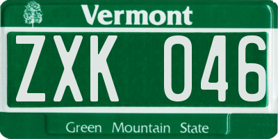 VT license plate ZXK046