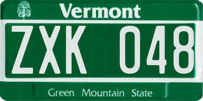 VT license plate ZXK048