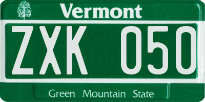 VT license plate ZXK050