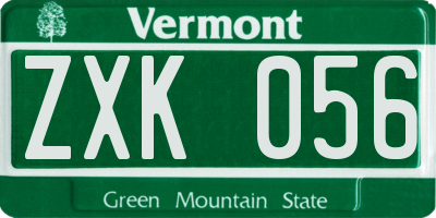 VT license plate ZXK056