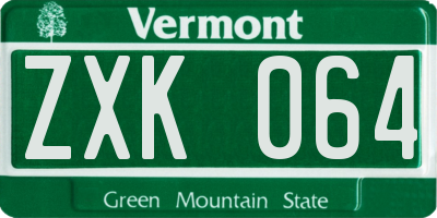 VT license plate ZXK064