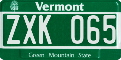 VT license plate ZXK065