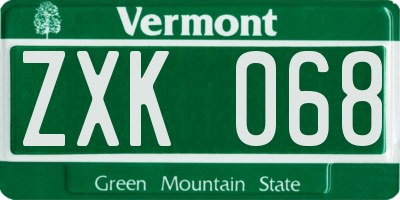 VT license plate ZXK068