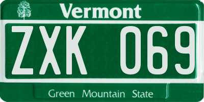 VT license plate ZXK069