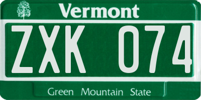 VT license plate ZXK074