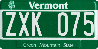 VT license plate ZXK075