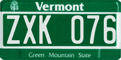 VT license plate ZXK076