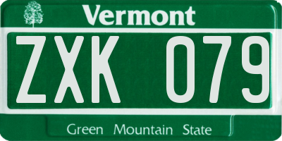 VT license plate ZXK079