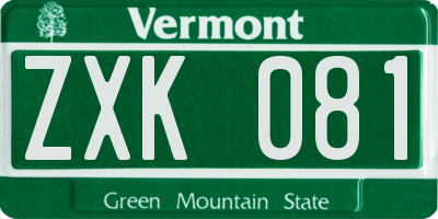 VT license plate ZXK081