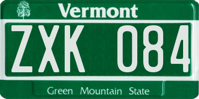 VT license plate ZXK084