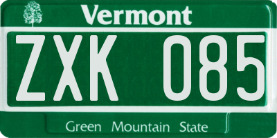 VT license plate ZXK085