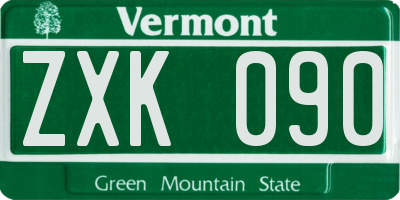 VT license plate ZXK090