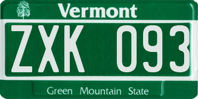 VT license plate ZXK093
