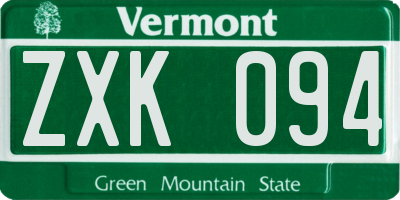 VT license plate ZXK094