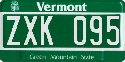 VT license plate ZXK095