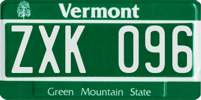 VT license plate ZXK096