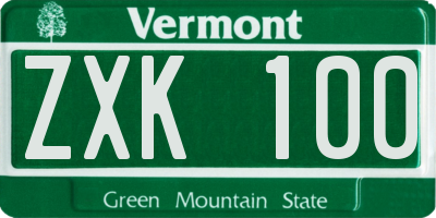 VT license plate ZXK100