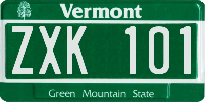 VT license plate ZXK101