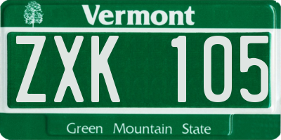 VT license plate ZXK105