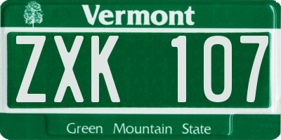 VT license plate ZXK107