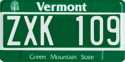 VT license plate ZXK109