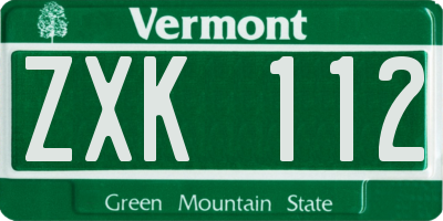 VT license plate ZXK112