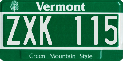VT license plate ZXK115