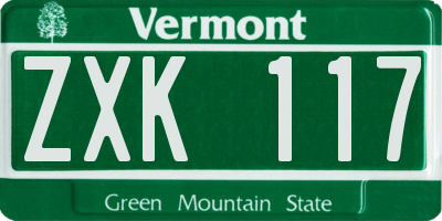 VT license plate ZXK117