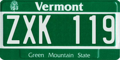 VT license plate ZXK119
