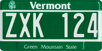 VT license plate ZXK124