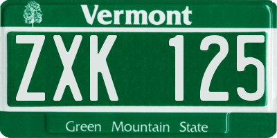 VT license plate ZXK125