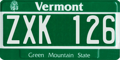 VT license plate ZXK126