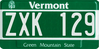 VT license plate ZXK129