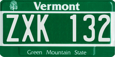 VT license plate ZXK132