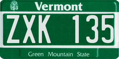 VT license plate ZXK135