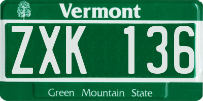 VT license plate ZXK136