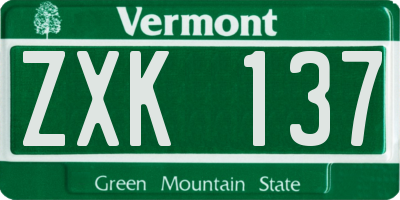 VT license plate ZXK137