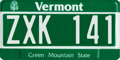 VT license plate ZXK141
