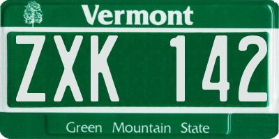 VT license plate ZXK142
