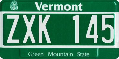 VT license plate ZXK145