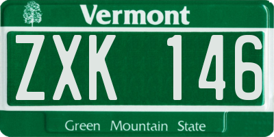 VT license plate ZXK146