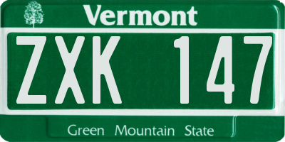 VT license plate ZXK147